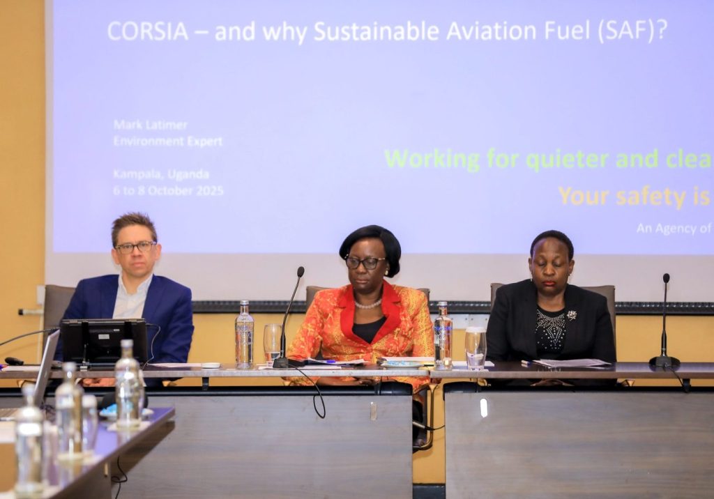 UCAA’s Deputy Director General Birungi hails the EU-CORSIA Africa and Caribbean Project for their technical , financial support in  mitigating carbon emissions in aviation